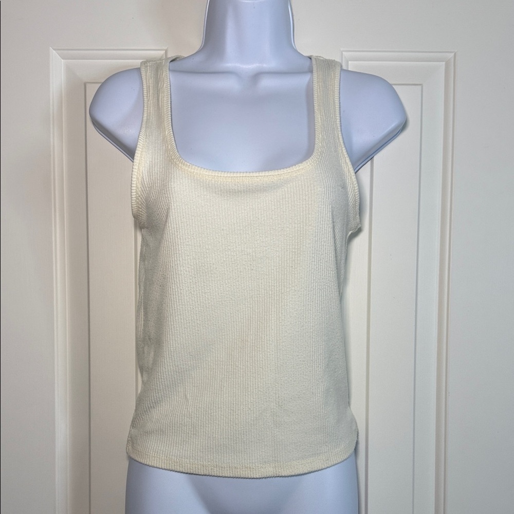 American Eagle Ribbed Off White Tank